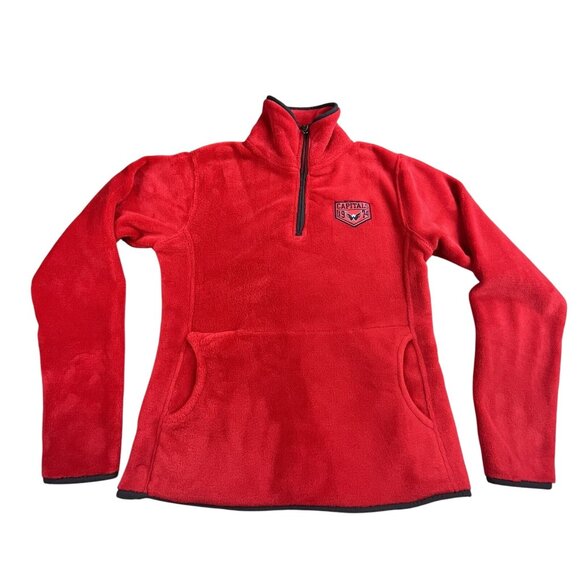 Washington Capitals Sweater Womens Medium Red Qtr Zip Pullover Jacket NHL Hockey - Picture 1 of 11